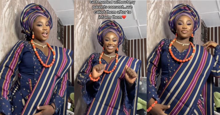 Lady sparks online outr@ge for getting married without her parent's knowledge or consent (VIDEO)