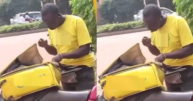 "Make men taste dis food nah" – Reactions as Dispatch rider was c@ught 'redesigning' delivery food (WATCH)