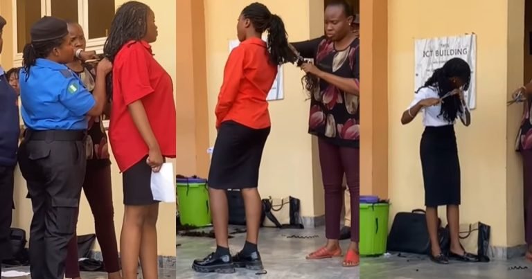 "They really cút our bundles and they were smiling while cútting" – Lady lamɘnts as school officials ch0pped off students' hair extensions on exam day (WATCH)