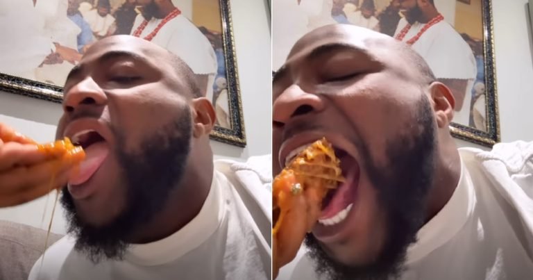 "This man and food na 5&6" – Online viewers react to cute video of Davido being fed by Chioma (WATCH)