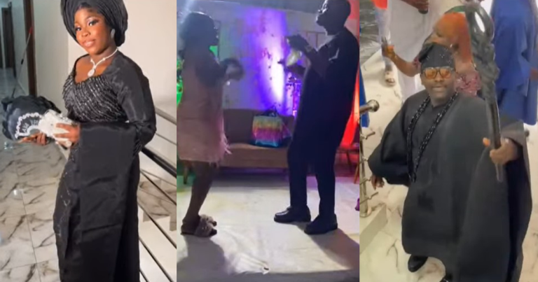 "Only real men fulfil their promises" – Woman praises her husband for wedding her after their two kids (WATCH)