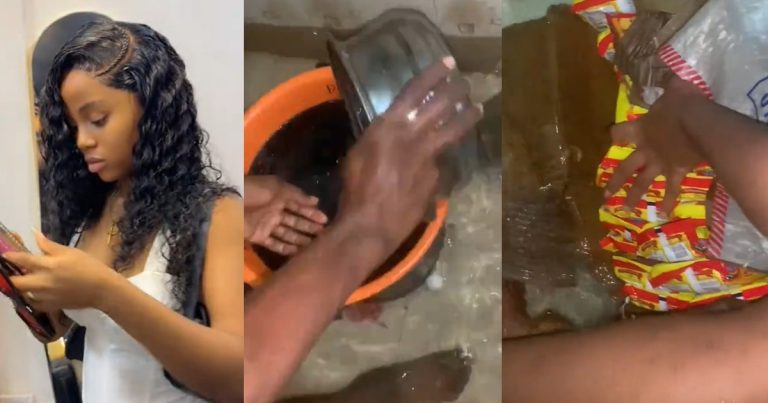 "Na food wey sp0il pain me pass" – Lady l0ses food after her siblings forgot to lock the kitchen tap (WATCH)