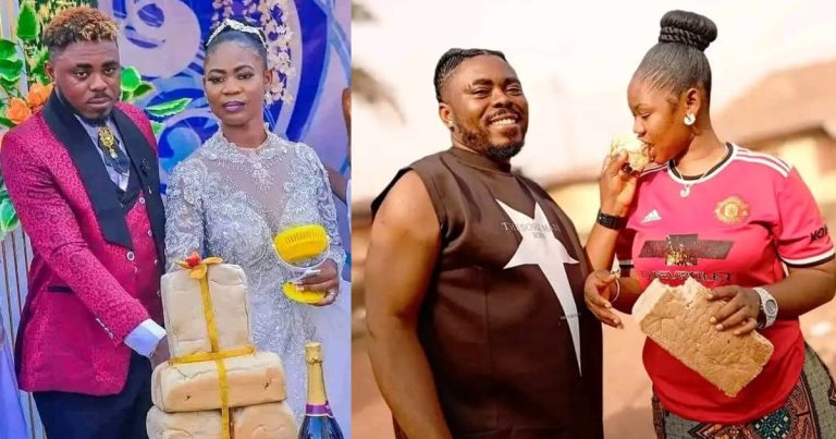 "Breadwinners" – Reactions as Man Uses Bread as Wedding Cake and to Celebrate First Wedding Anniversary