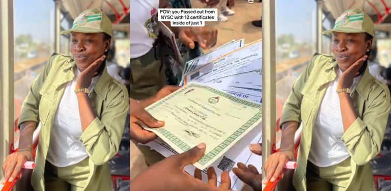Lady Showcases Exceptional Achievement of 12 Certificates at NYSC Passing-Out Parade (POP)