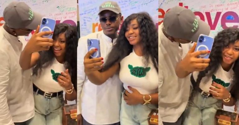 Playful moment between actor Timini Egbuson and a fan during his surprise visit to the cinema (WATCH)
