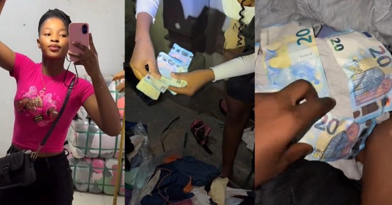 Businesswoman discovers 100 euros hidden among used clothes in an okirika bale (WATCH) Businesswoman discovers 100 euros hidden among used clothes in an okirika bale (WATCH)