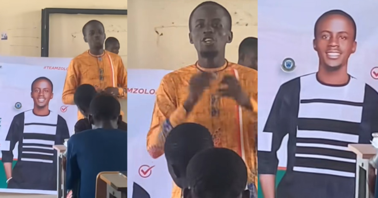 "How we wan take vote for u?" – Student questions presidential candidate over campaign banner photo that doesn't match his actual appearance (WATCH)