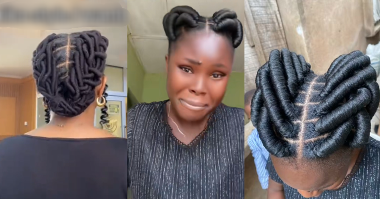 "I first think say na Maleficent" – Lady becomes a vict!m of 'what I got versus what I ordered' after trying the trendy 'kiko hairstyle' (WATCH)