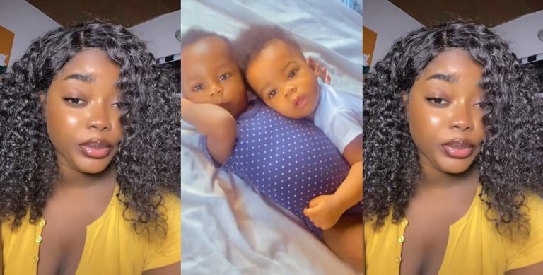 "I rushed to have my bath" – Lady shares adorable video of her twin babies caring for each other (WATCH)