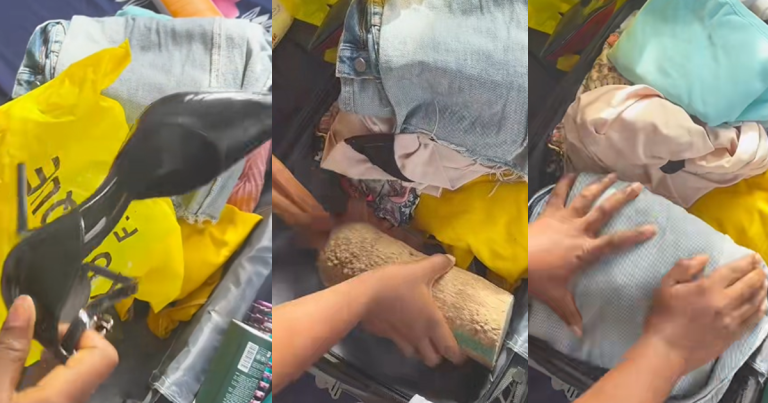 "If she no see fashion do, she go see food chop" – Lady discovers her shoe in her younger sister's luggage, swaps it for a tuber of yam before her trip (WATCH)