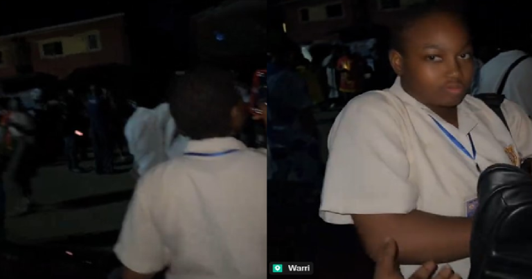 "In the name of WAEC" – Lady says as she picks up her sibling late from school due to her exam finishing by 11 pm (VIDEO)