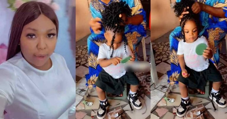 "Na beauty queen you born" – Woman stúnned by her 2-year-old daughter's composure while making her graduation hair (VIDEO)