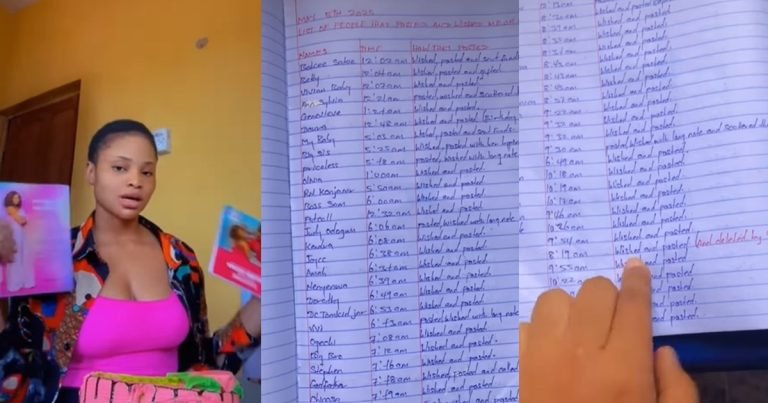 "Na wetin I go do this year be this" – Lady goes the extra mile to write down the names of everyone who posted her on her birthday (WATCH)