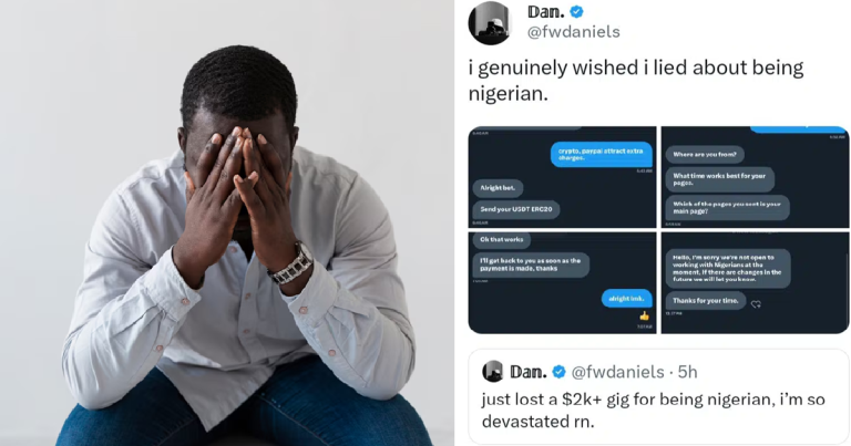 Nigerian man hǝartbroken after he lost a $2k job due to his nationality