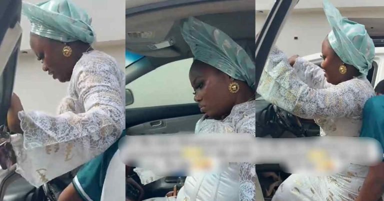 Nigerian woman strúggles to fit into car after her sister f0rced her to wear a corset dress to a party (VIDEO)
