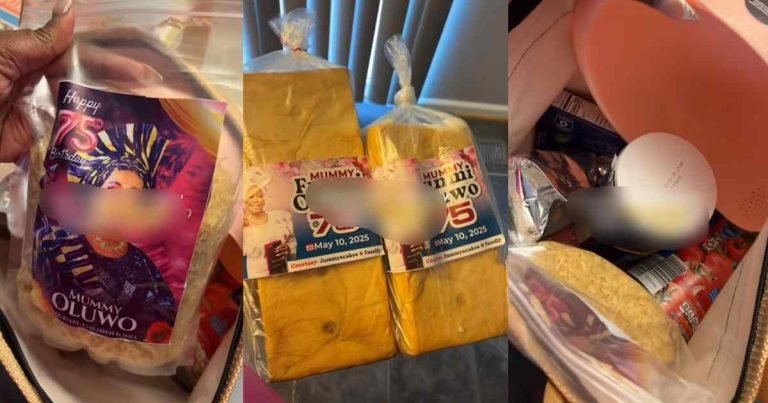 “Nigerians are best in party favors” – Lady shows off the customized souvenirs she received at a 75th birthday party (WATCH) "Nigerians are best in party favors" – Lady shows off the customized souvenirs she received at a 75th birthday party (WATCH)
