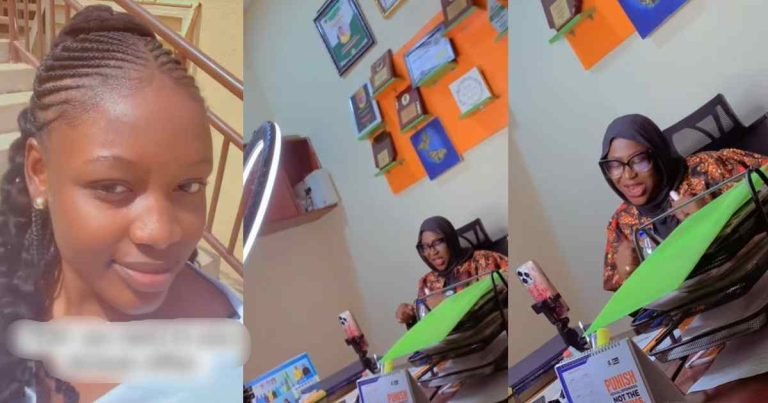 "She even brought ring light" – Lady records her lecturer performing to trendy music during her visit to her office (WATCH)