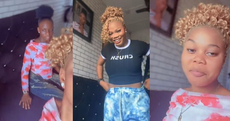 "She said I should go and buy another cloth in the market" – Lady coincidentally wears a matching outfit with her boss at work (WATCH)