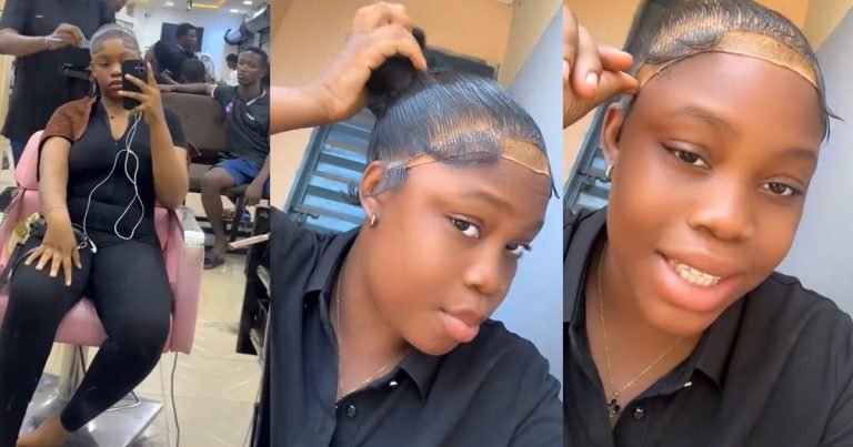"This installation didn’t use up to 48hours o" – Lady displeased after patronizing a hairstylist for the first time to install her frontal hair  (WATCH)
