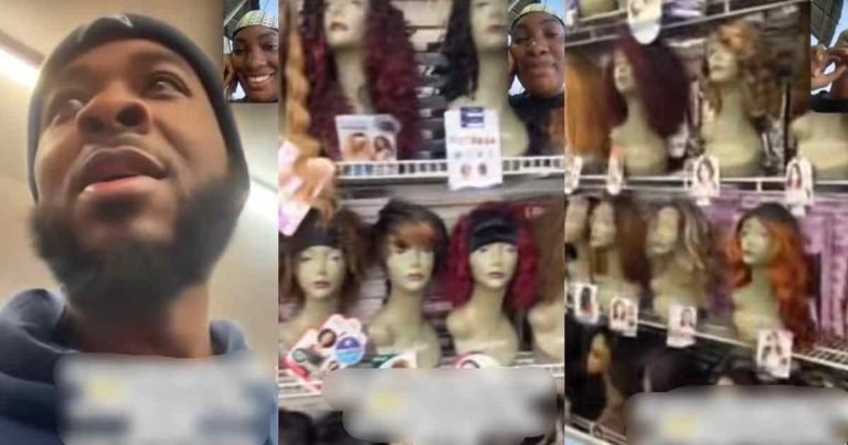 "When you come to Nigeria, we will buy" – Nigerian lady tells her abroad-based man after discovering the wig he wanted to buy for her was a hair blend (VIDEO)