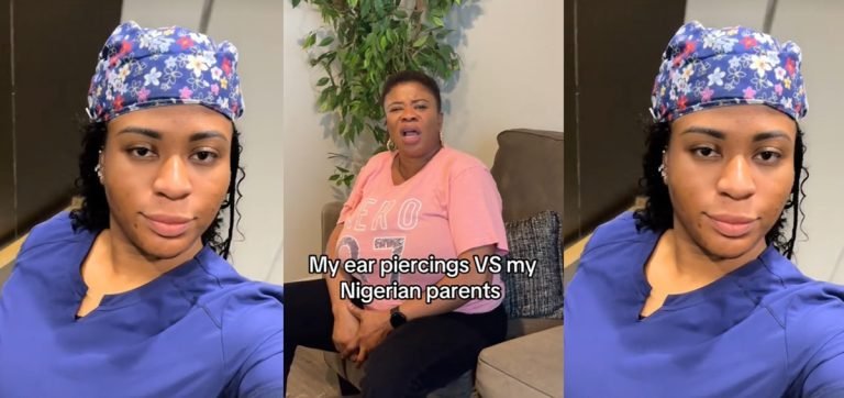 “Who raised you?!” – Lady shares her mom’s hilarious reaction to her multiple ear piercings (VIDEO)
