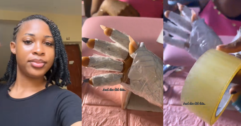 "You all tell me, is this normal?" – Lady sh0cked by her nail technician's way of helping her overcome her fear of the UV lamp(WATCH)