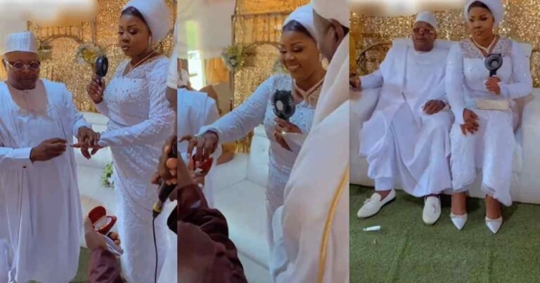 "19 years of courtship, 13 years of living as an unofficial couple with 3 children" – Nigerian woman says as she marries her partner (WATCH)