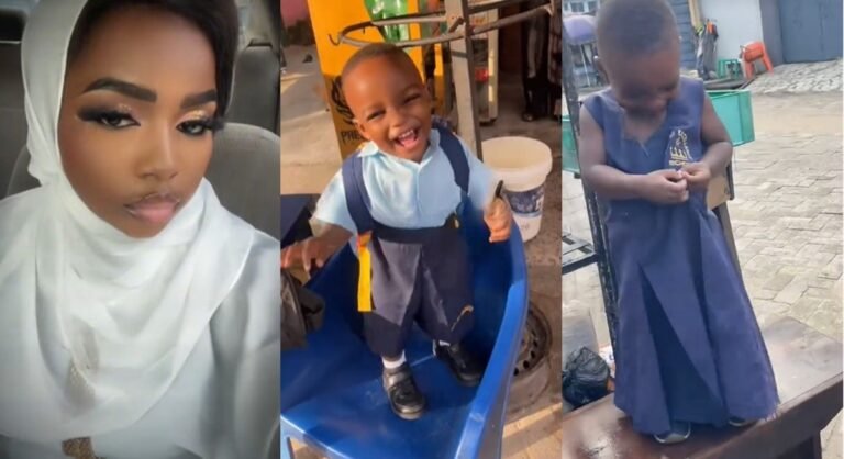 A mother shared how her son returned from school in a female uniform (IMAGES)