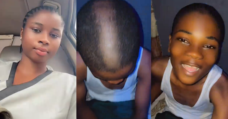 "Avatar of our time" – Lady m0cks her younger brother as soldiers shave his hair after he refused to cut it for his WAEC exams (WATCH)