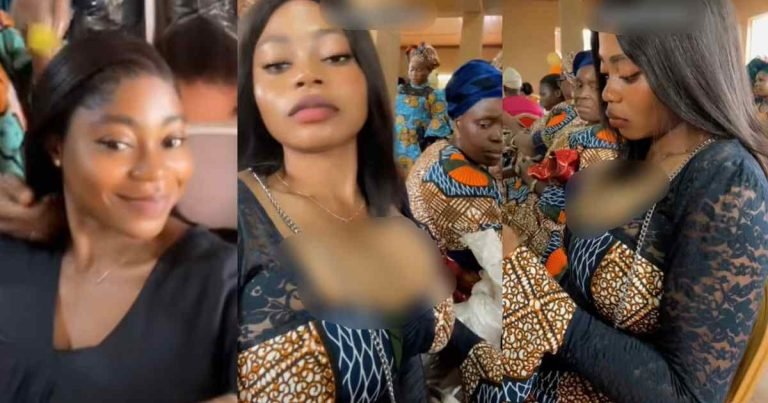 "Her facial expression speaks so loud" – Lady records a woman's judgmental stare at her revealing outfit at a wedding (WATCH)