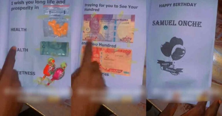 "If you no get money just strategize" – Man Left Speechless as Sister Gifts Him Creative Cash-Booklet for Birthday (WATCH)