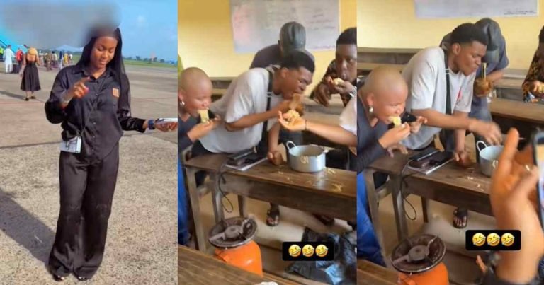 Lady records how her coursemates strúggled to eat noodles from the pot after their class lecture (VIDEO) 