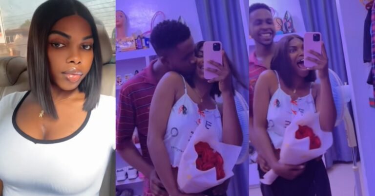 Lady stúnned as her younger brother k!sses her after paying him to act like her boyfriend in a video (WATCH) 