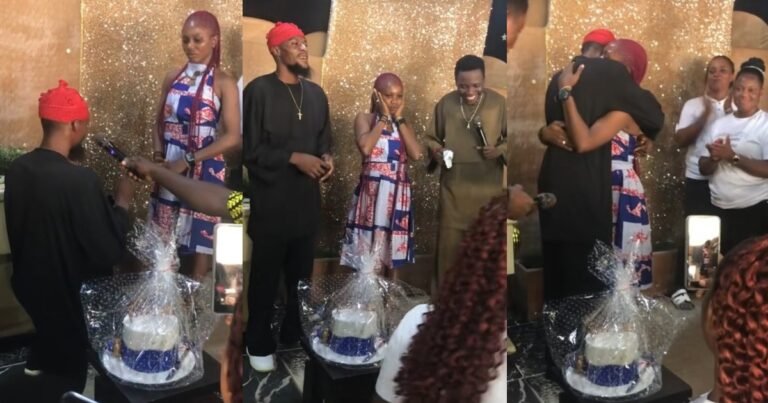 “Marry me, let’s rule this world together” – Man proposes to his girlfriend in church (Watch)