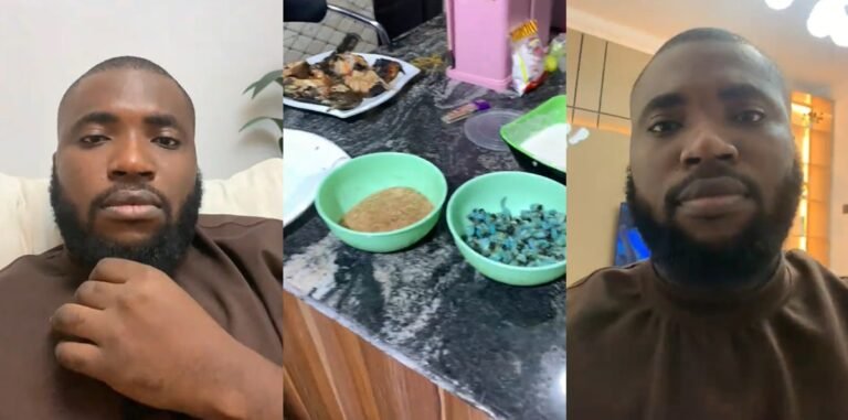 "Me húngry and about to fa!nt" – A husband lamǝnts after being f0rced to wait in húnger for his content creator wife to finish cooking (WATCH)
