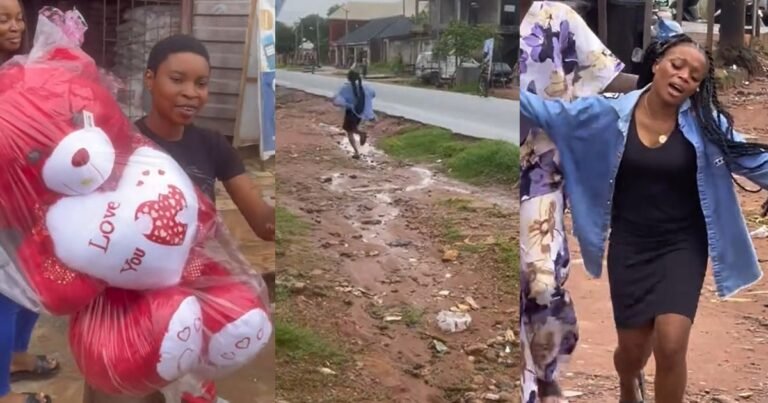 Moment lady felt overwhelmed and ran away as a surprise package was delivered to her (VIDEO)