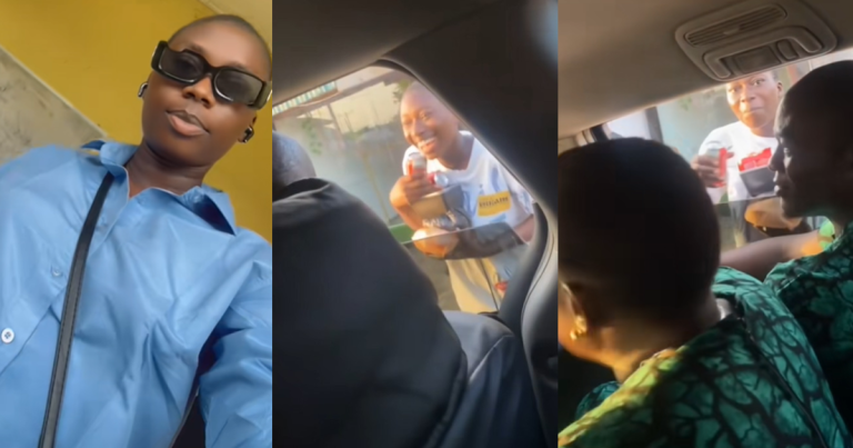 "My mummy was coming from a party" – Lady excited after her mum surprised her with lots of party food at her school junction (WATCH)