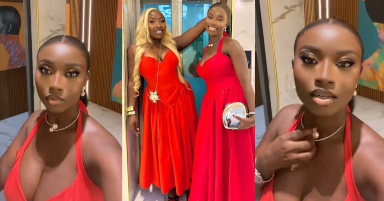 “Na why okrika good be that” – Lady poses for a photo with another lady after noticing they wore the same outfit during an outing with her friends (WATCH) "Na why okrika good be that" – Lady poses for a photo with another lady after noticing they wore the same outfit during an outing with her friends (WATCH)
