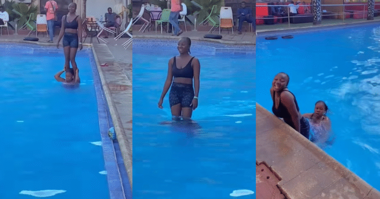“New challenge, guys” – Lady says as she walks underwater with her friend standing on her shoulders (WATCH) "New challenge, guys" – Lady says as she walks underwater with her friend standing on her shoulders (WATCH)
