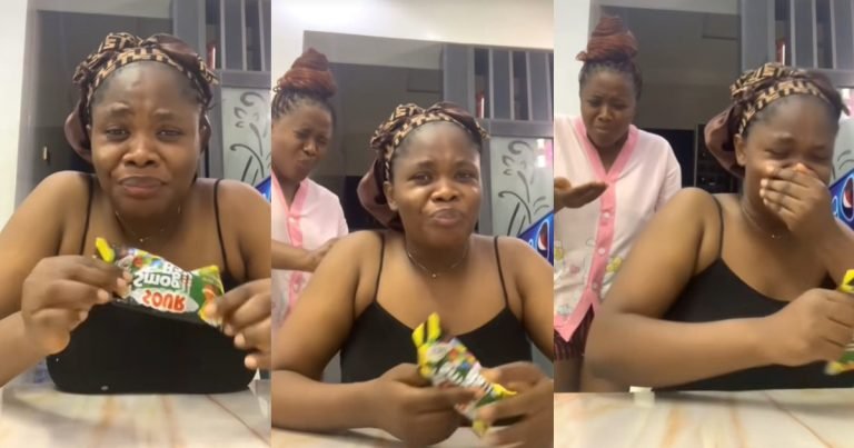 "Next time she will not beg again" – Hilarious moment a lady teaches her sister a lesson with sour candy (WATCH)