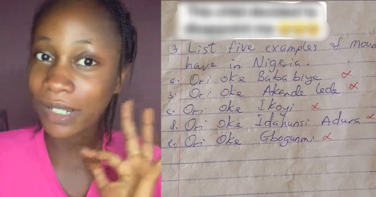 Woman expresses disappo!ntment after her child listed the names of 'prayer mountains' instead of actual mountains in Nigeria for a school assignment (IMAGES)