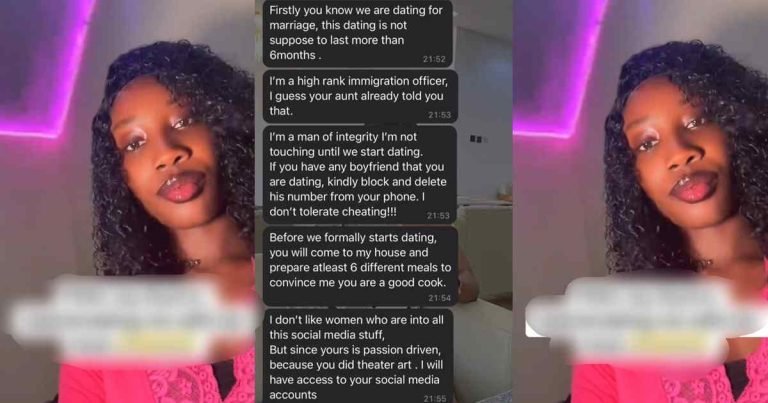 "You will come to my house to prepare at least 6 different meals" – Lady shares the conversation she had with an immigration officer her aunt matched her with (WATCH)