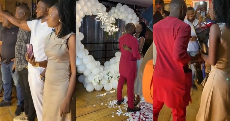 Young lady shares the heartwarming moment a man proposes to his clueless partner (VIDEO)