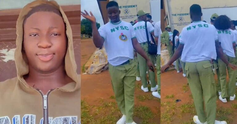 Corps member shows off the crop top NYSC gave him instead of the crested vest (WATCH)
