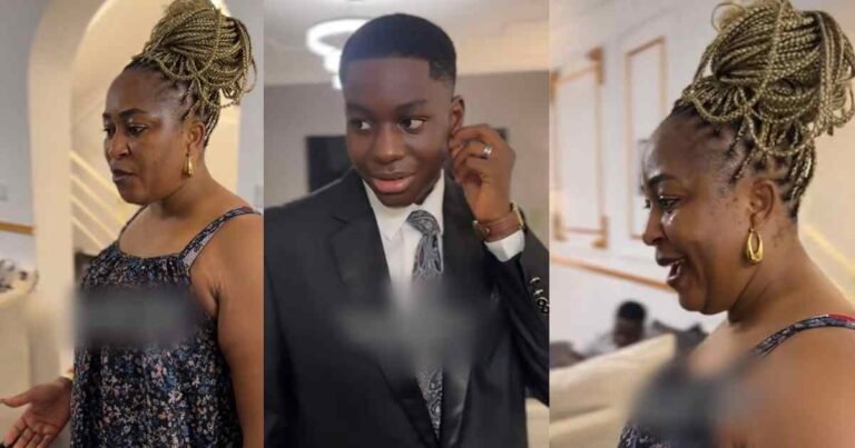 “How quick African mothers switch” – Lady shares how her Nigerian mum transitioned to hailing her brother’s appearance after sc0lding him for wearing studs (VIDEO) "How quick African mothers switch" – Lady shares how her Nigerian mum transitioned to hailing her brother's appearance after sc0lding him for wearing studs (VIDEO)
