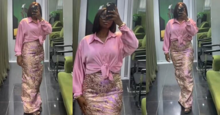 "I didn't spend so much money on fabric for it to sit in my wardrobe for one year" – Lady says as she wears an Aso-Ebi skirt to work (WATCH)