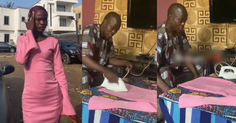 Lady showcases her well-ironed dress at work, crediting her dad for ironing it (WATCH) Lady showcases her well-ironed dress at work, crediting her dad for ironing it (WATCH)
