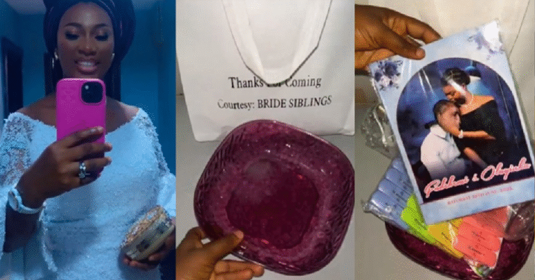 "Na this kind party I wan dey go" – Lady shares impressive souvenirs she got from a wedding party (WATCH)