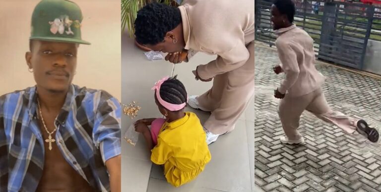 "Na wa for you o" – Man shares moment he caught his brother stǝaling their little sister's snacks which had fallen on the floor (VIDEO)