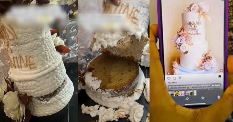 "The cake was too strong that I couldn’t even trim it" – Cake vendor recounts how a baker delivered a hard, melting cake for a friend's wedding (WATCH)